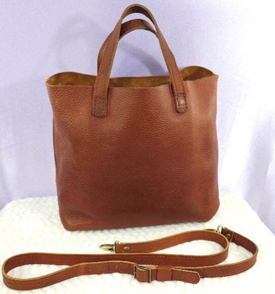 Portland Leather Goods Large Tote – Cognac Brown Full Grain Leather–Made in USA - Picture 1 of 13